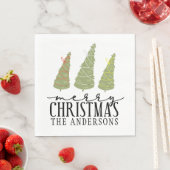 Frohe Weihnachtsbaumen Moderne Skriptferien Serviette (Beispiel)