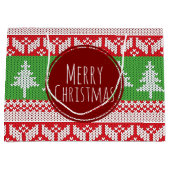 Frohe Weihnachtsbaumen Nordic Pattern Große Geschenktüte (Vorderseite)