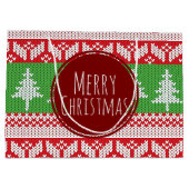 Frohe Weihnachtsbaumen Nordic Pattern Große Geschenktüte (Rückseite)