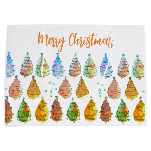 Frohe Weihnachtsbaumen Rust Große Geschenktüte (Vorderseite)