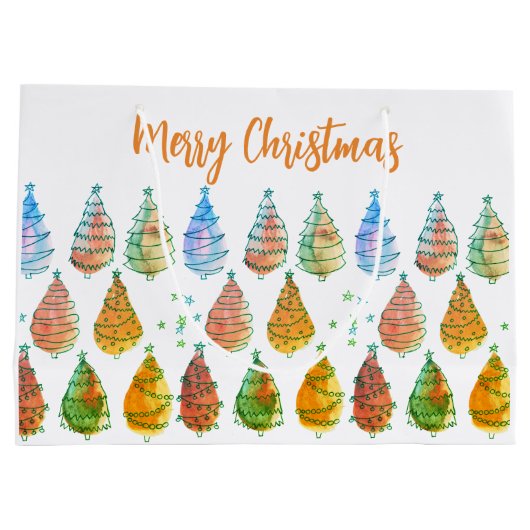 Frohe Weihnachtsbaumen Rust Große Geschenktüte (Rückseite)