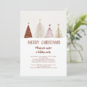 Frohe Weihnachtsbaumen Schnee Elegantes Party Einladung (Stehend Vorderseite)