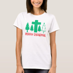 Frohe Weihnachtsbaumen, Weihnachtskreuz T-Shirt