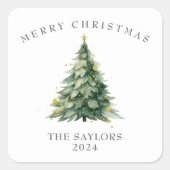 Frohe Weihnachtsbaumferien Quadratischer Aufkleber (Vorderseite)