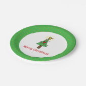 Frohe Weihnachtsbaumfolge von Lichtern Ornamente Pappteller (Schrägansicht)