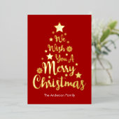 Frohe Weihnachtsbaumform Folien Feiertagskarte (Stehend vorne)