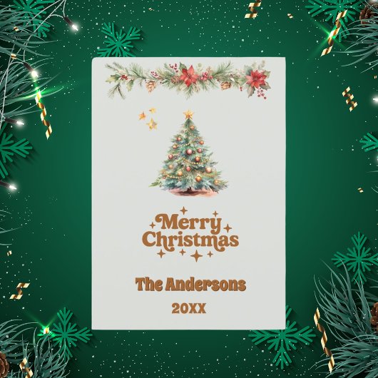 Frohe Weihnachtsbaumgarland Salbei Grün Karte