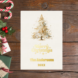 Frohe Weihnachtsbaumgold Folien Feiertagskarte
