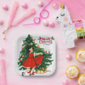 Frohe Weihnachtsbaumkunst Vintag Pappteller (Party)