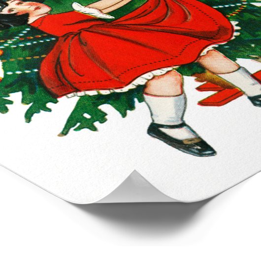 Frohe Weihnachtsbaumkunst Vintag Poster (Ecke)