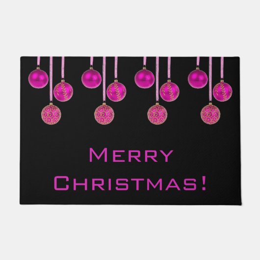 Frohe Weihnachtsbaummöbel Hot Pink Ornament Door M Fußmatte (Vorderseite)