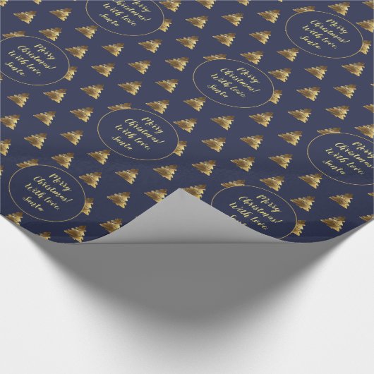 Frohe Weihnachtsbaummuster Elegant Dark Blue Geschenkpapier (Ecke)