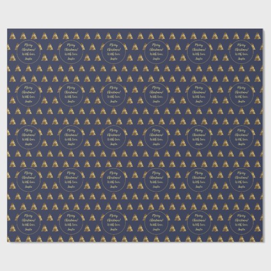 Frohe Weihnachtsbaummuster Elegant Dark Blue Geschenkpapier (Flach)