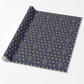 Frohe Weihnachtsbaummuster Elegant Dark Blue Geschenkpapier (Ungerollt)