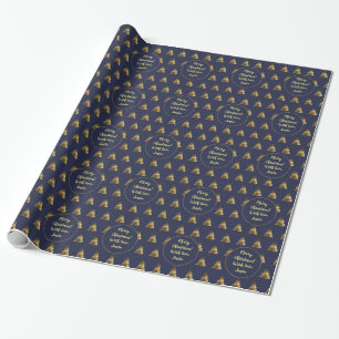 Frohe Weihnachtsbaummuster Elegant Dark Blue Geschenkpapier