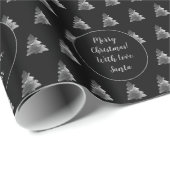 Frohe Weihnachtsbaummuster Elegant Schwarz Grau Geschenkpapier (Rolleneckpunkt)