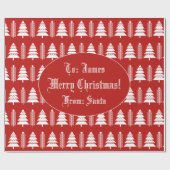 Frohe Weihnachtsbaummuster Moderne Rot und Weiß Geschenkpapier (Flach)