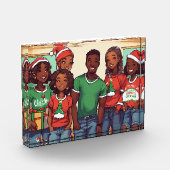 Frohe Weihnachtsbaum's Boy's Girls Foto Block (Links)