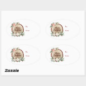 Frohe Weihnachtsbaumscheibe floral zu/vom Aufklebe Ovaler Aufkleber (Blatt)