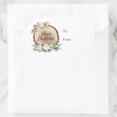 Frohe Weihnachtsbaumscheibe floral zu/vom Aufklebe Ovaler Aufkleber (Tasche)