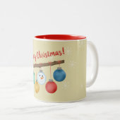 Frohe Weihnachtsbaumschmuck auf Ast Brauch Zweifarbige Tasse (VorderseiteRechts)