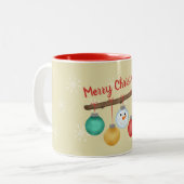 Frohe Weihnachtsbaumschmuck auf Ast Brauch Zweifarbige Tasse (Vorderseite Links)