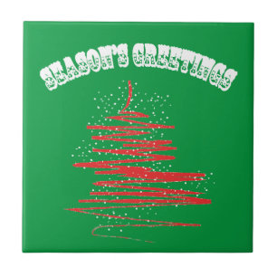 Frohe Weihnachtsbaumschneeflocken Fliese