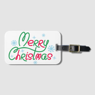 Frohe Weihnachtsbaumschneeflocken Weihnachtsmützen Gepäckanhänger
