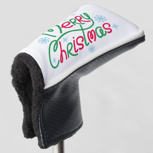 Frohe Weihnachtsbaumschneeflocken Weihnachtsmützen Golf Headcover (3/4 Vorderseite)