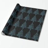 Frohe Weihnachtsbaumsteine Black Metallic Blue Geschenkpapier (Ungerollt)