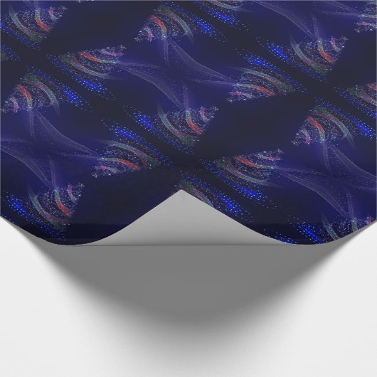 Frohe Weihnachtsbaumsteine Blaues Lila Muster Geschenkpapier (Ecke)