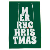 Frohe Weihnachtsbaumstil für Spaß Mittlere Geschenktüte (Rückseite)