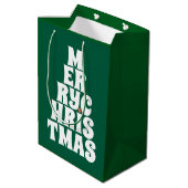 Frohe Weihnachtsbaumstil für Spaß Mittlere Geschenktüte (Rückseite Schrägansicht)