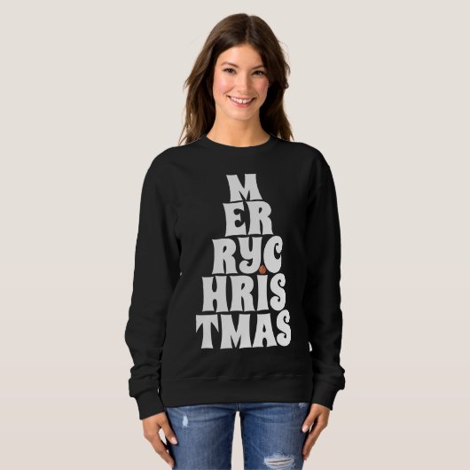 Frohe Weihnachtsbaumstil für Spaß Sweatshirt (Vorne ganz)