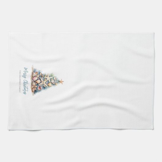 Frohe Weihnachtsbaumstrand Geschirrtuch (Horizontal)