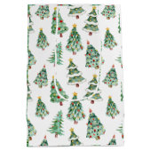 Frohe Weihnachtsbaumstruktur weiß grün Winter Mittlere Geschenktüte (Rückseite)