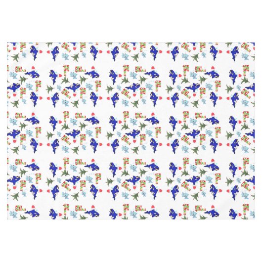 Frohe Weihnachtsbaumtafel, Haifisch Tischdecke (Vorderseite (Horizontal))
