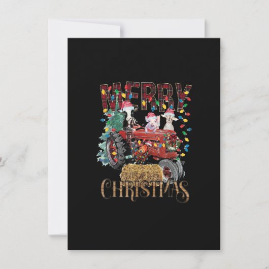 Frohe Weihnachtsbaumtiere LKW Weihnachtsbaum Einladung (Vorderseite)