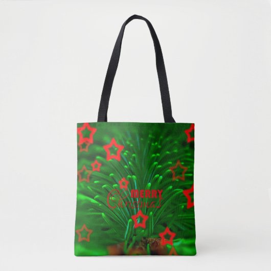Frohe Weihnachtsbaumzweig und Sterne Tasche (Vorderseite)