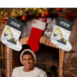 Frohe Weihnachtsbauten Bagger Name Männer Großer Weihnachtsstrumpf