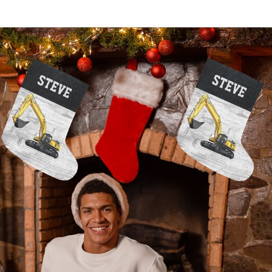 Frohe Weihnachtsbauten Bagger Name Männer Großer Weihnachtsstrumpf