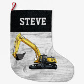 Frohe Weihnachtsbauten Bagger Name Männer Großer Weihnachtsstrumpf (Vorderseite)