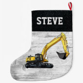 Frohe Weihnachtsbauten Bagger Name Männer Großer Weihnachtsstrumpf (Rückseite)