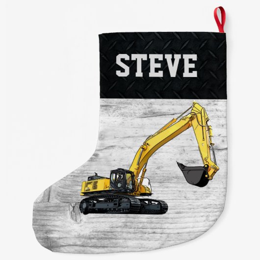 Frohe Weihnachtsbauten Bagger Name Männer Großer Weihnachtsstrumpf (Rückseite)