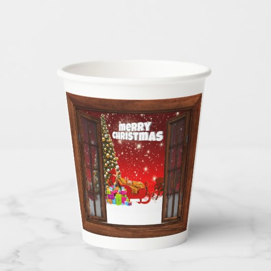 Frohe Weihnachtsbecher Pappbecher (Vorderseite)