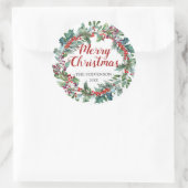 Frohe Weihnachtsbeere mit immergrünem Rundschild Runder Aufkleber (Tasche)