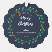 Frohe Weihnachtsbeeren Foto Papier Ornament Card Karte (Rückseite)