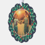 Frohe Weihnachtsbeeren Foto Papier Ornament Card Karte (Links)