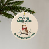 Frohe Weihnachtsbeige niedliche Eule Keramik Ornament