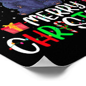 Frohe Weihnachtsbeleuchtung Bear Reindeer Hat Xmas Poster (Ecke)